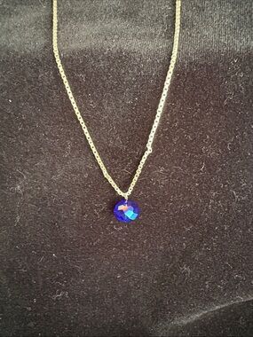 Blue Crystal Pendant 925 Silver Necklace -
